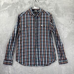 Salt Valley Shirt men's Medium Button Up Blue Plaid Long Sleeve Cotton *READ*
